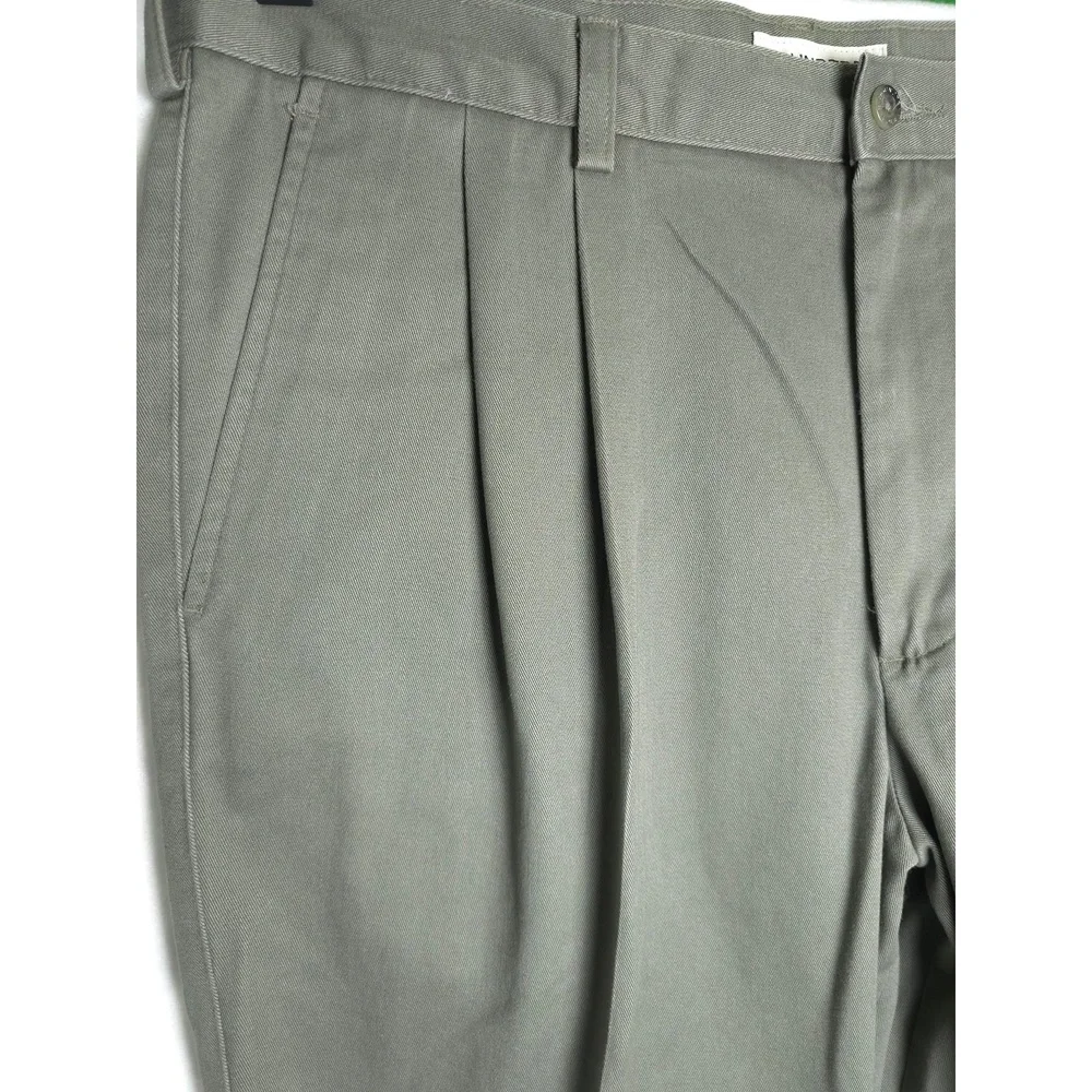 Roundtree & Yorke Mens Green Pleated Front Cotton Pants Trousers Size 36x31 - Picture 5 of 6